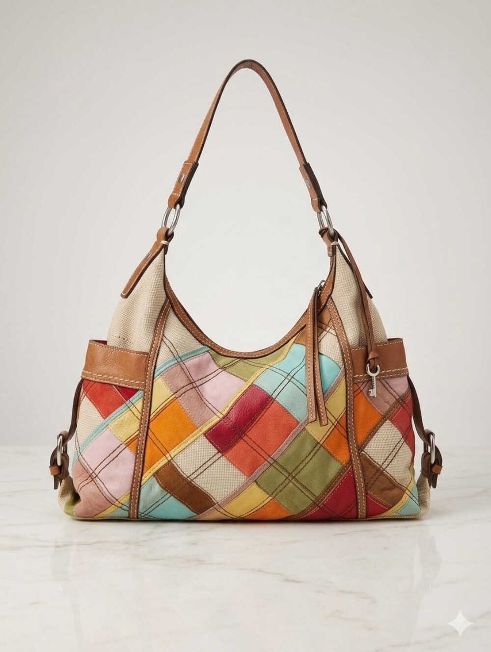 Vintage Y2K Fossil Patchwork Hobo Bag